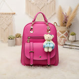Classic Fashion Backpacks with Teddy Bear Charm