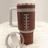 Brown Rhinestone Tumbler for Football Enthusiasts and Football Lovers. Great to take to games at all levels, including NFL, college and more. Brown