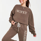 Brown Wifey two piece lounge set. Two-piece set. Bridal shower gift.