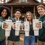 Personalized 40oz Cross Tumbler with Name, Christian Gifts for Him and Her