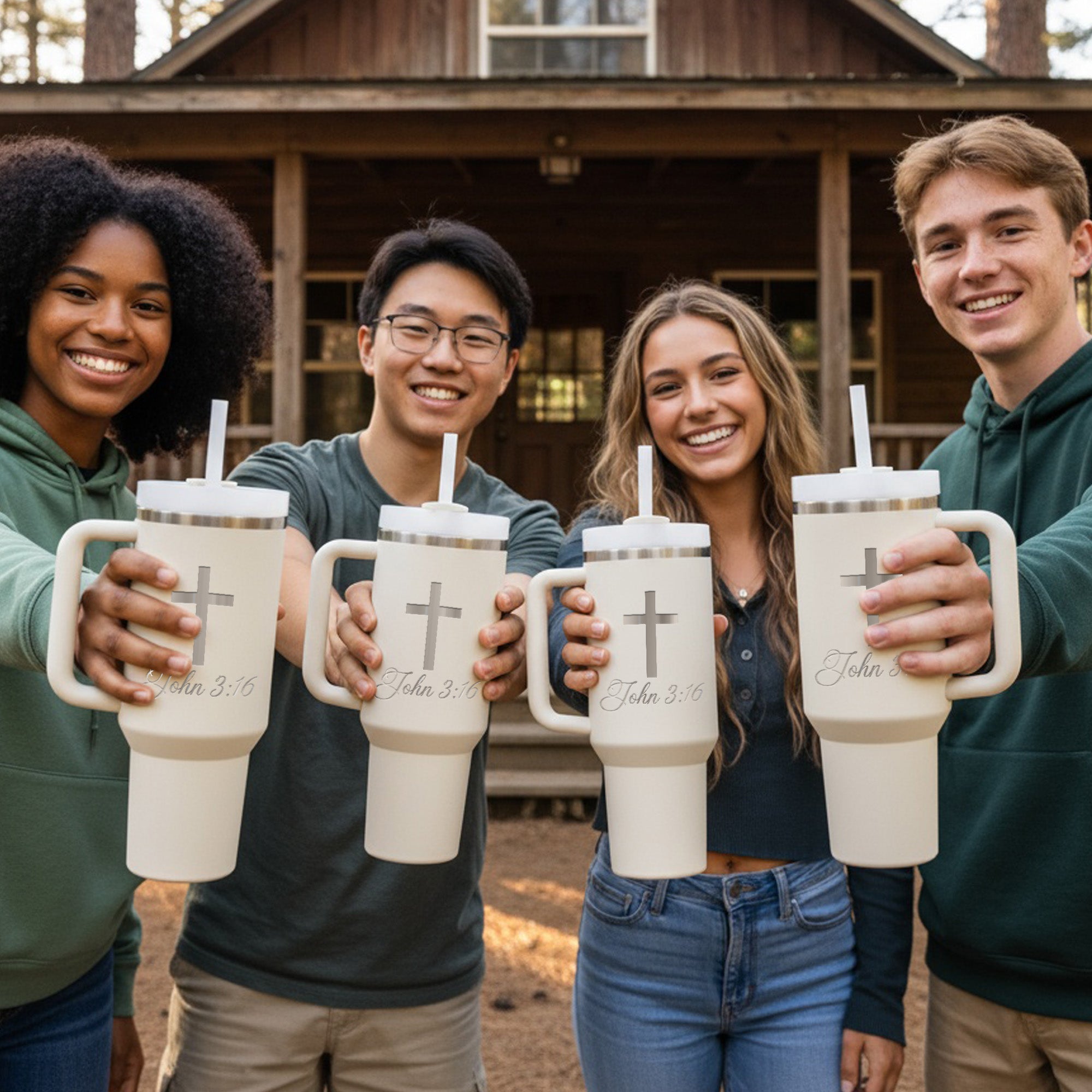 Personalized 40oz Cross Tumbler with Name, Christian Gifts for Him and Her