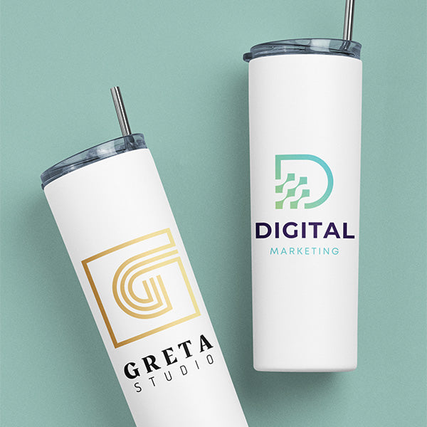 Custom Tumbler with Lid and Straw - 20oz Business Logo Tumbler - Business Owner Gift Ideas - Swag Corporate Gifts for Clients & Employees