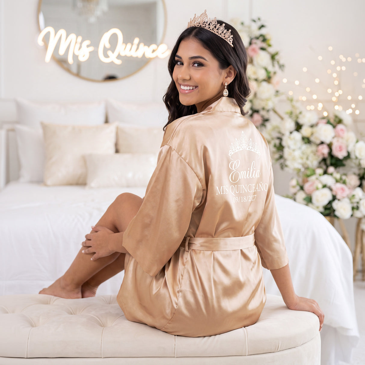 Classic Princess Quince Robe Personalized, Quinceanera Gift