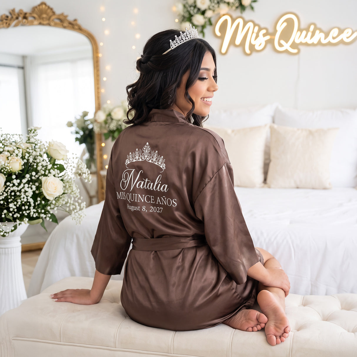 Classic Princess Quince Robe Personalized, Quinceanera Gift