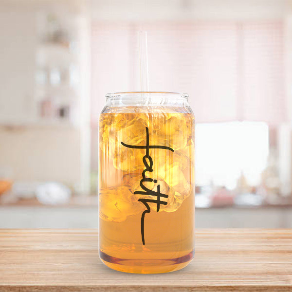 Daily Affirmation Glass Tumbler with Bamboo Lid and Straw