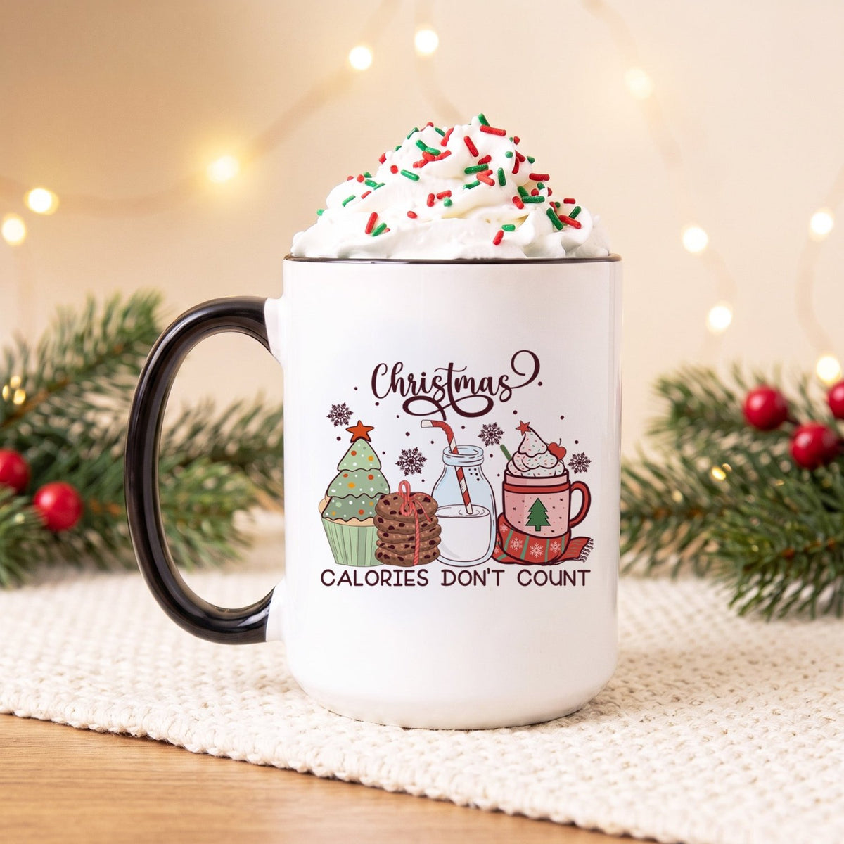 Christmas Calories Don't Count Christmas Mug - Gifts Are Blue