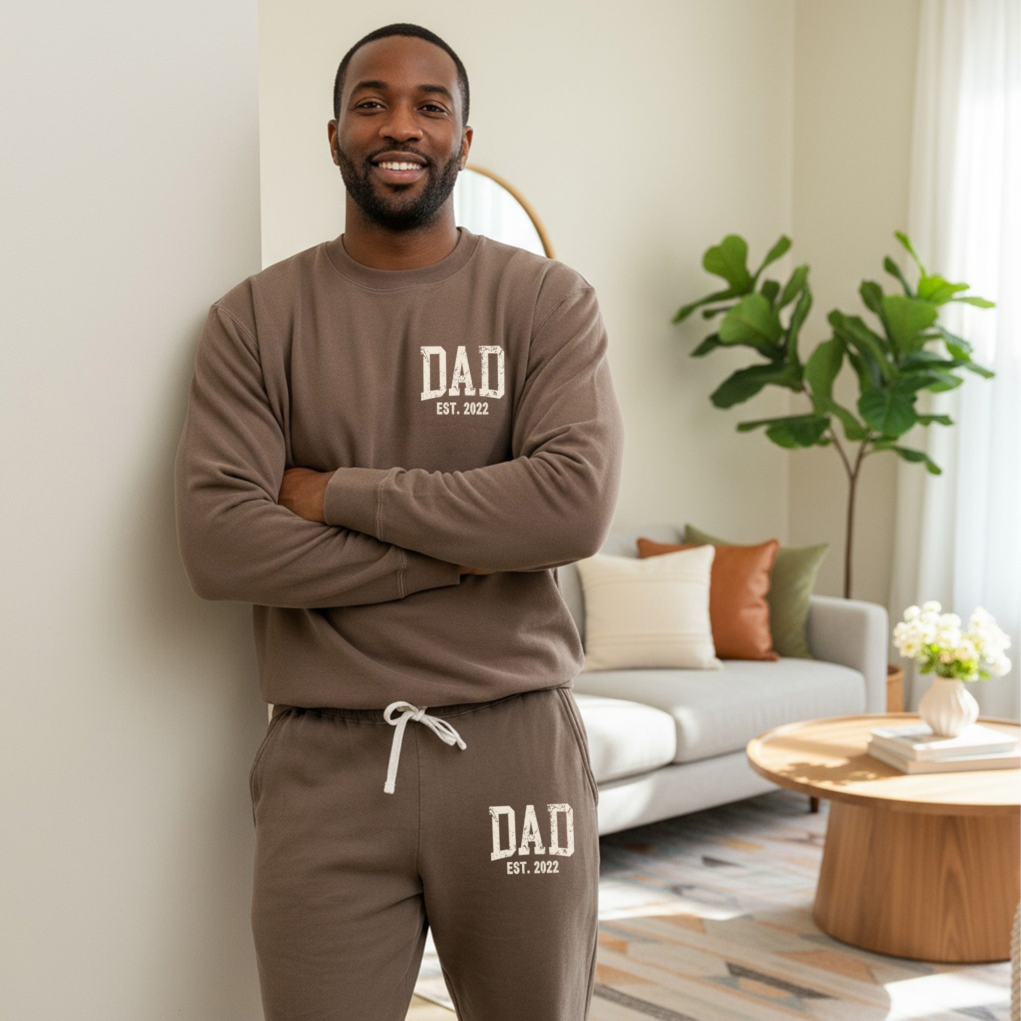 Comfort Colors Pocket Dad Est Loungewear Set, Personalized Gifts for Him