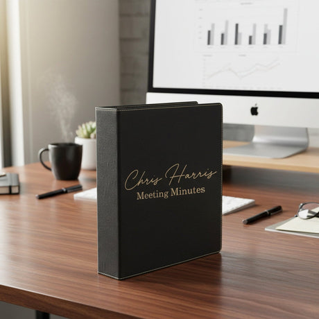 Faux Leather Personalized Binder with Name and Text, Custom Gifts for Him - Gifts Are Blue