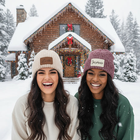 Cuffed Chunky Personalized Beanies for Adults with Name, Custom Gifts for Her and Him