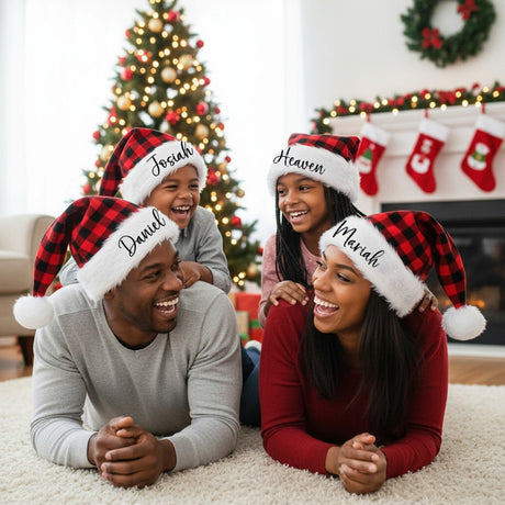 Personalized Santa Hats with Names for Family, Friends & Xmas Parties! - Gifts Are Blue