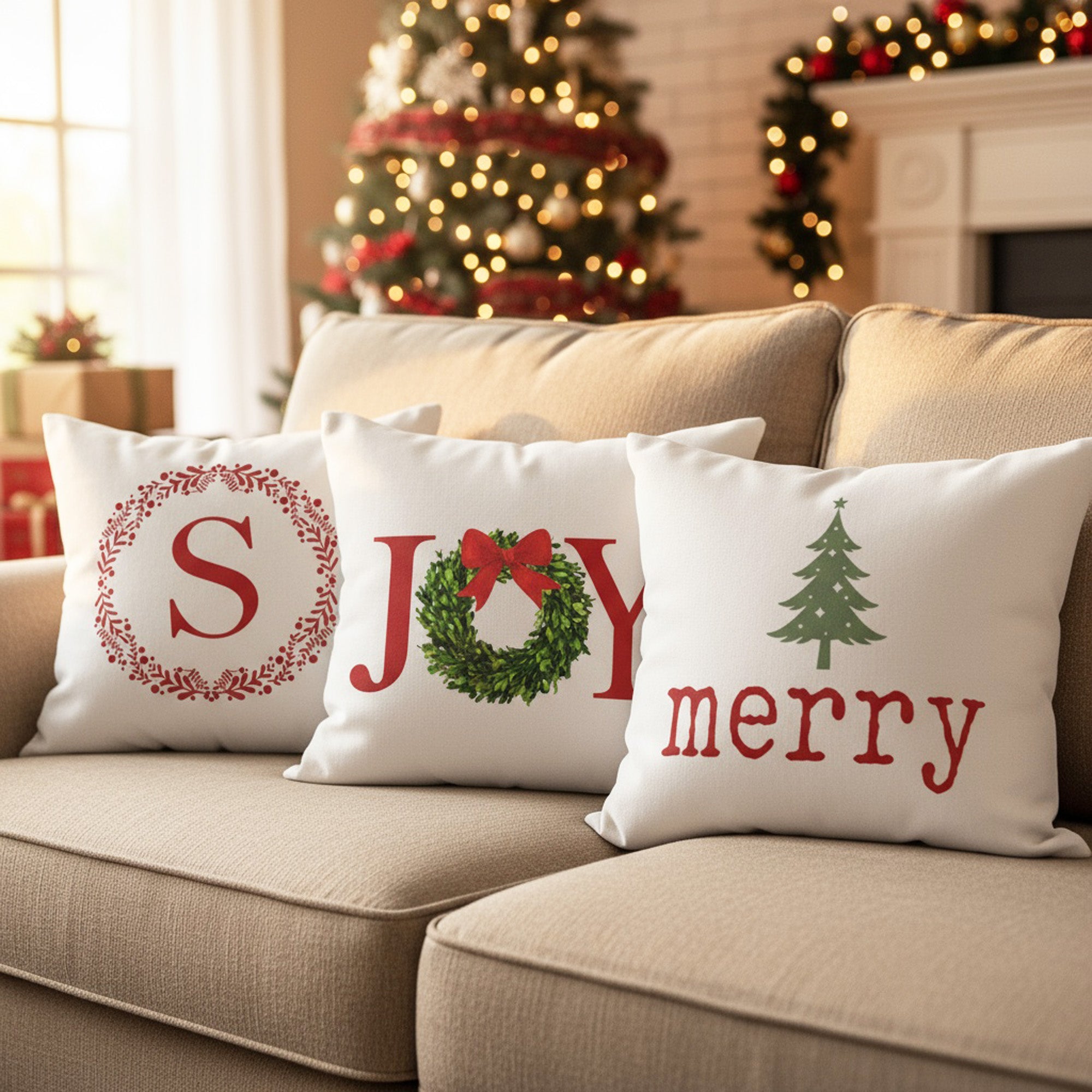 Multi Design Christmas Pillows for Couch, Set of 2, 3, and 4, Holiday Decoration