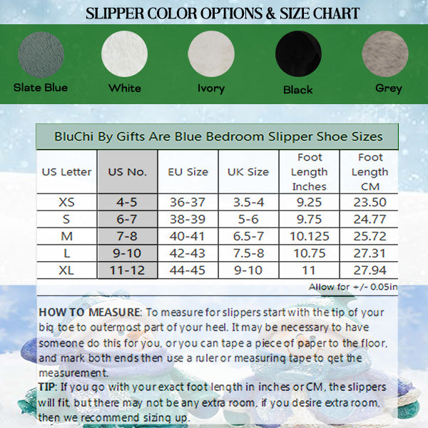 Womens Christmas Slippers Size Chart. all SKUs