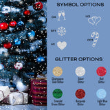 Symbols option chart and glitter options for Christmas slippers. all SKUs