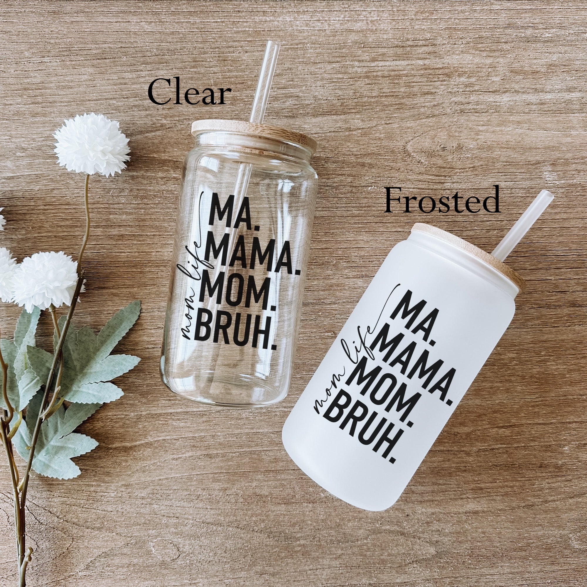 Clear glass tumbler gift. Mom life tumbler. Gift for mom. Funny gift for mom. What to get my mom.