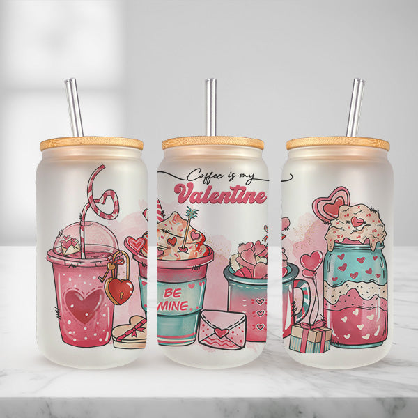 Cute and Humorous Valentines Day Glass Iced Coffee Tumblers in Multiple Designs