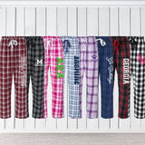 Custom pajama pants for college students, ideal for back to school season or as a thoughtful graduation gift.