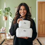 Personalized Velvet Makeup Bag Matching Set with Name