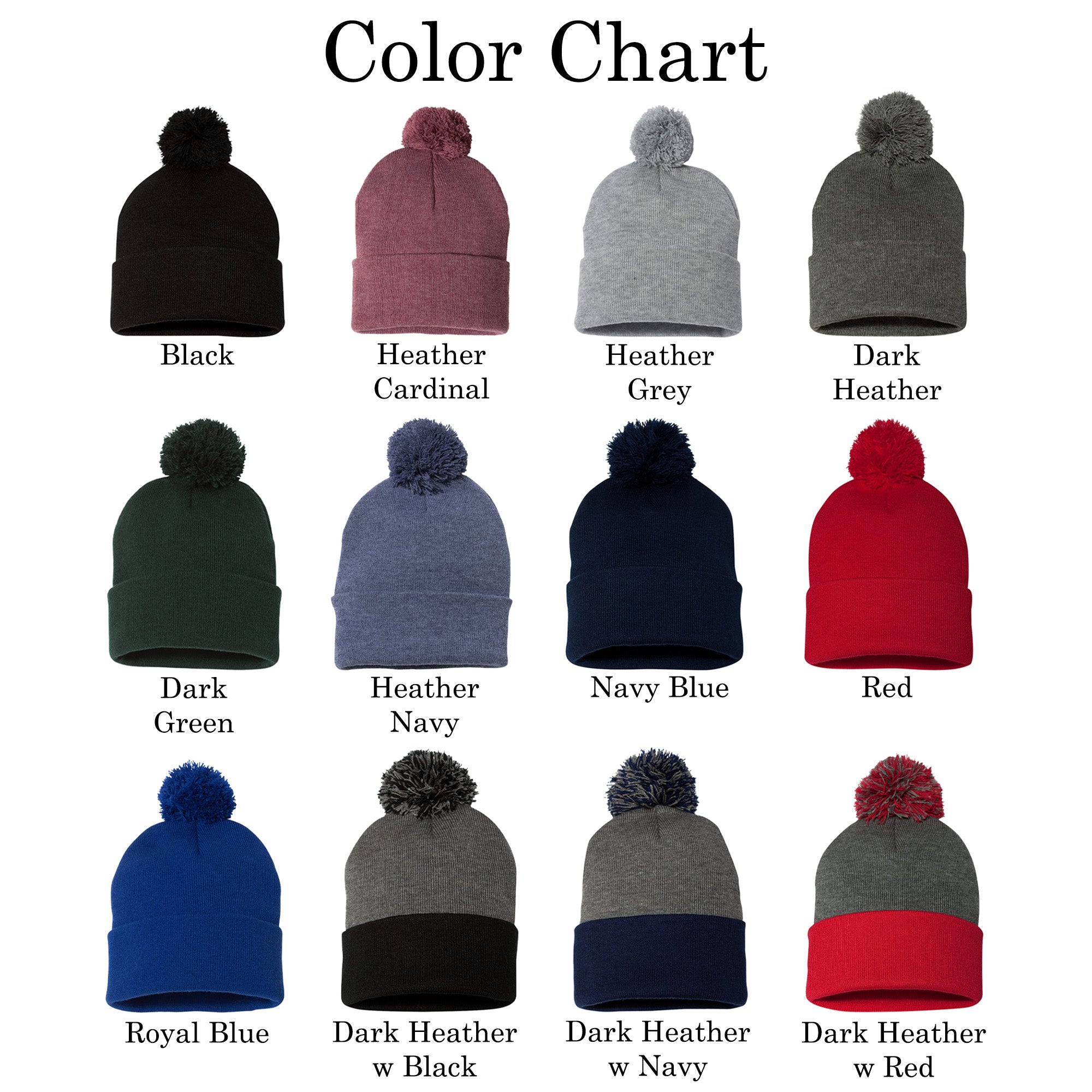 Cuffed Pompom Personalized Beanie w Custom Name or Text