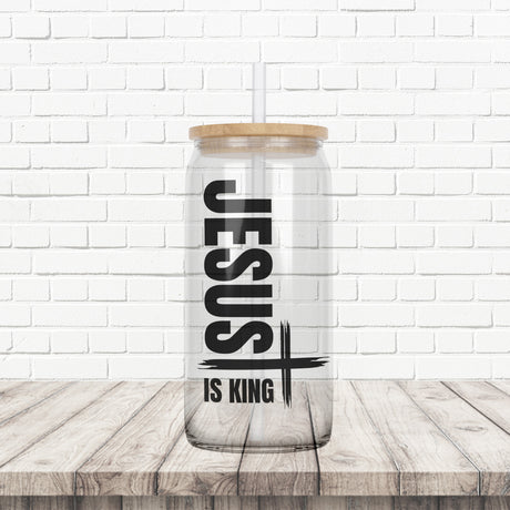 Jesus is King glass tumblers. Christian gifts under $20. 