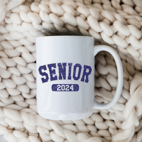 2024 graduation gift idea that is a coffee mug with the inscription Senior 2024 on it. All SKUs. 