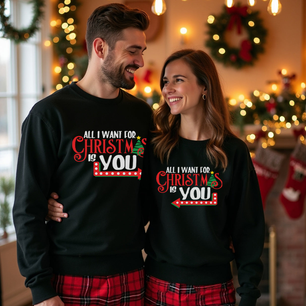 All I Want For Christmas Is You Shirts. Couples Christmas Sweaters.