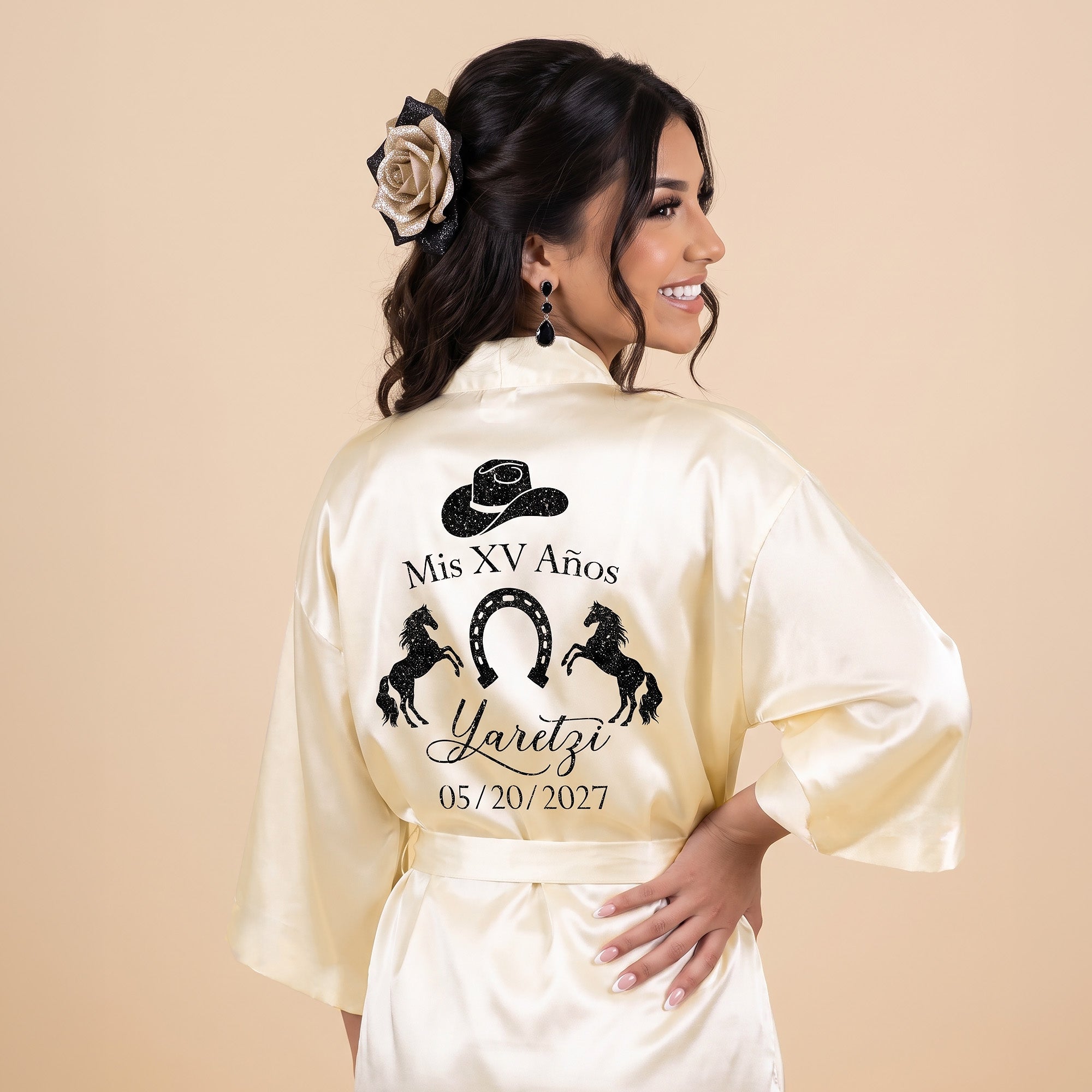 Pretty Personalized Mis XV Anos Charro Robe Quinceanera Gift