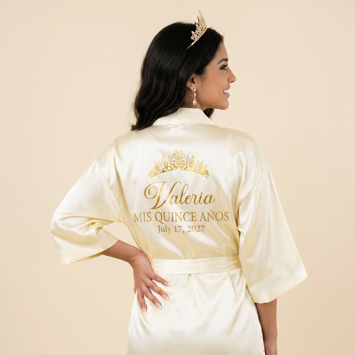 Classic Princess Quince Robe Personalized, Quinceanera Gift