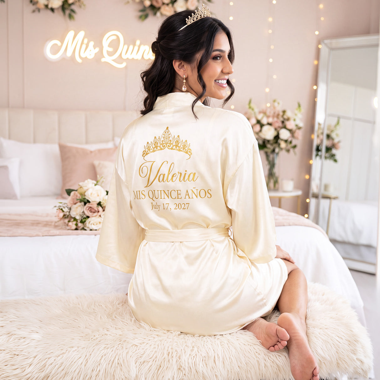 Classic Princess Quince Robe Personalized, Quinceanera Gift