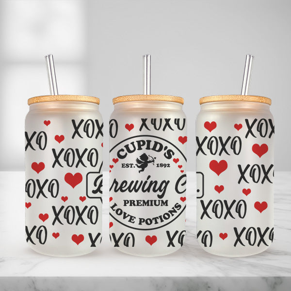 Cute and Humorous Valentines Day Glass Iced Coffee Tumblers in Multiple Designs