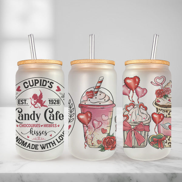 Cute and Humorous Valentines Day Glass Iced Coffee Tumblers in Multiple Designs