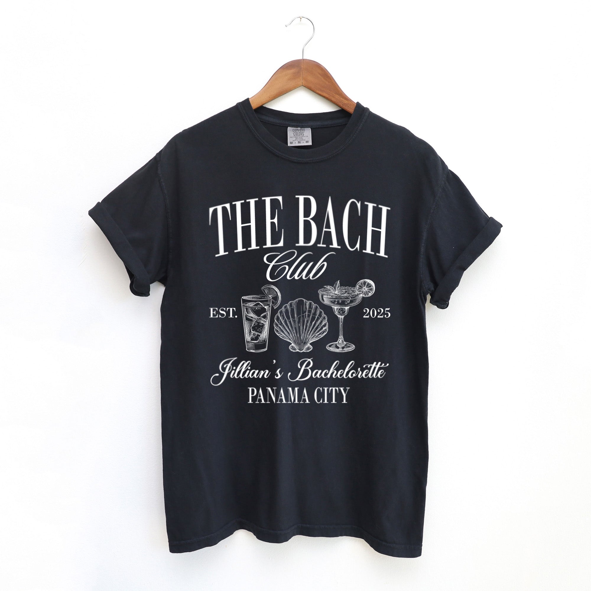 Custom Comfort Colors bachelorette beach shirt, the perfect gift for bride to be or matching bridesmaid shirt for a destination bachelorette weekend.