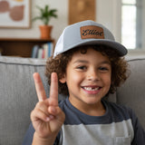 Youth Personalized Snapback Hat with Leather Patch, Gifts for Teen Boys and Kids
