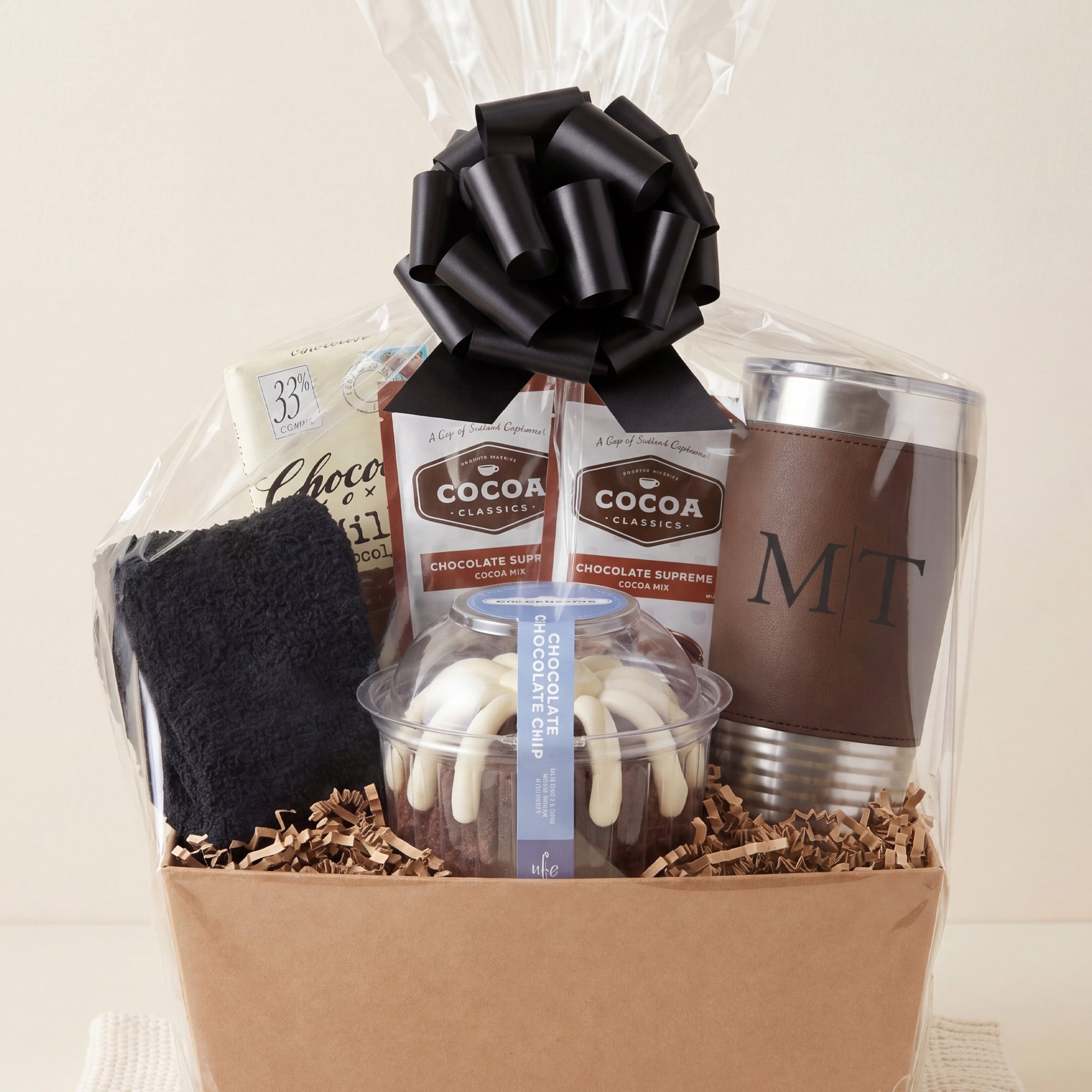 The Chocolate Bundt Gift Basket for Men - Deluxe with Tumbler, Cake, & Candy Bar