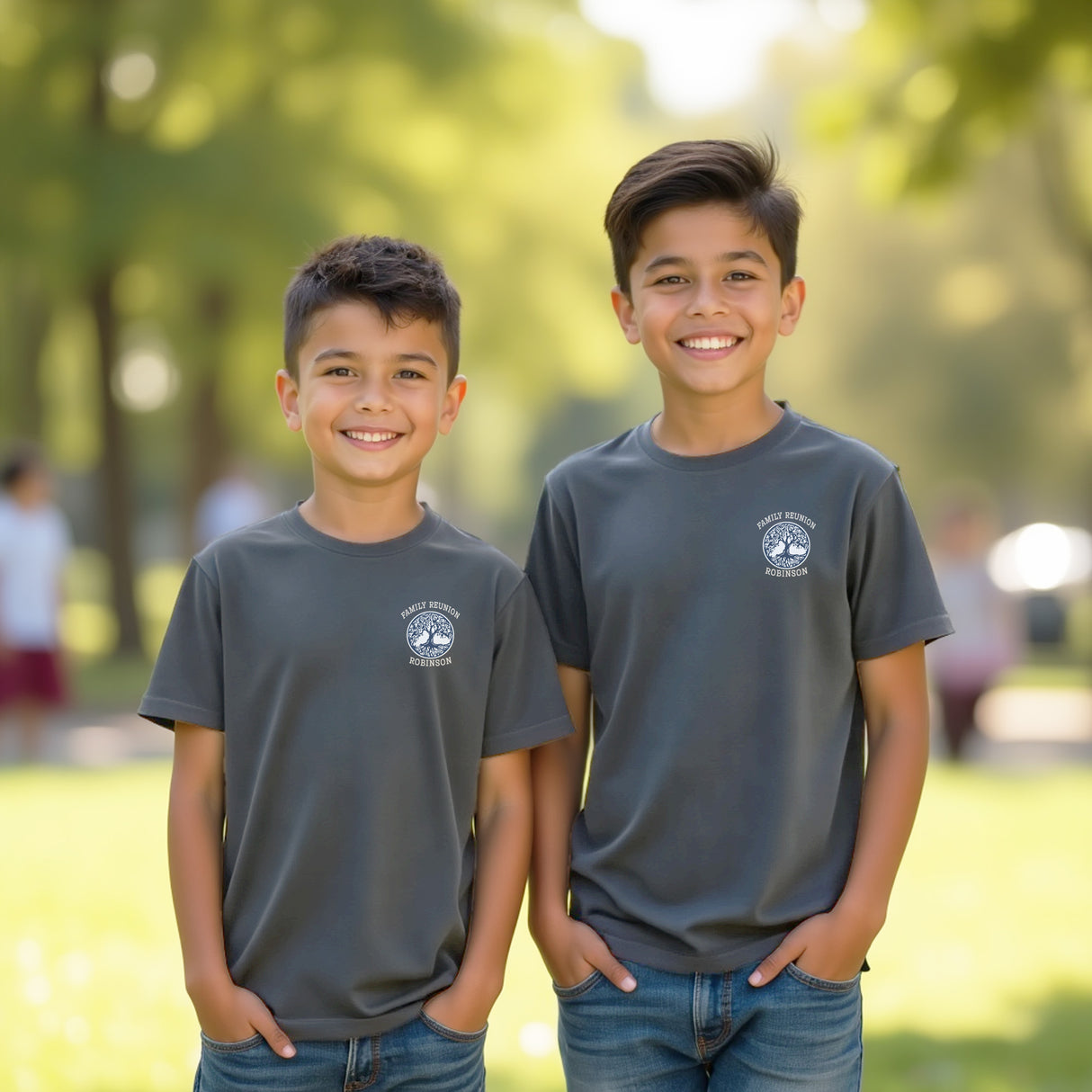 Personalized matching shirts for families and large groups. Custom last name and year family shirt gifts.