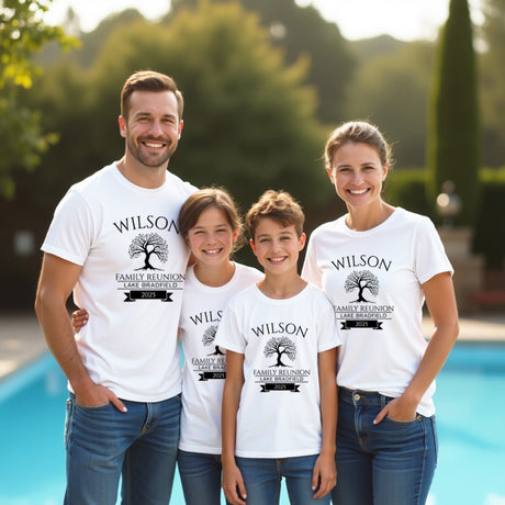 Personalized Family reunion shirt for large groups. Custom matching shirts for family.
