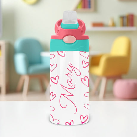 Personalized heart water bottle with name is the perfect back to school gift for your daughter.

