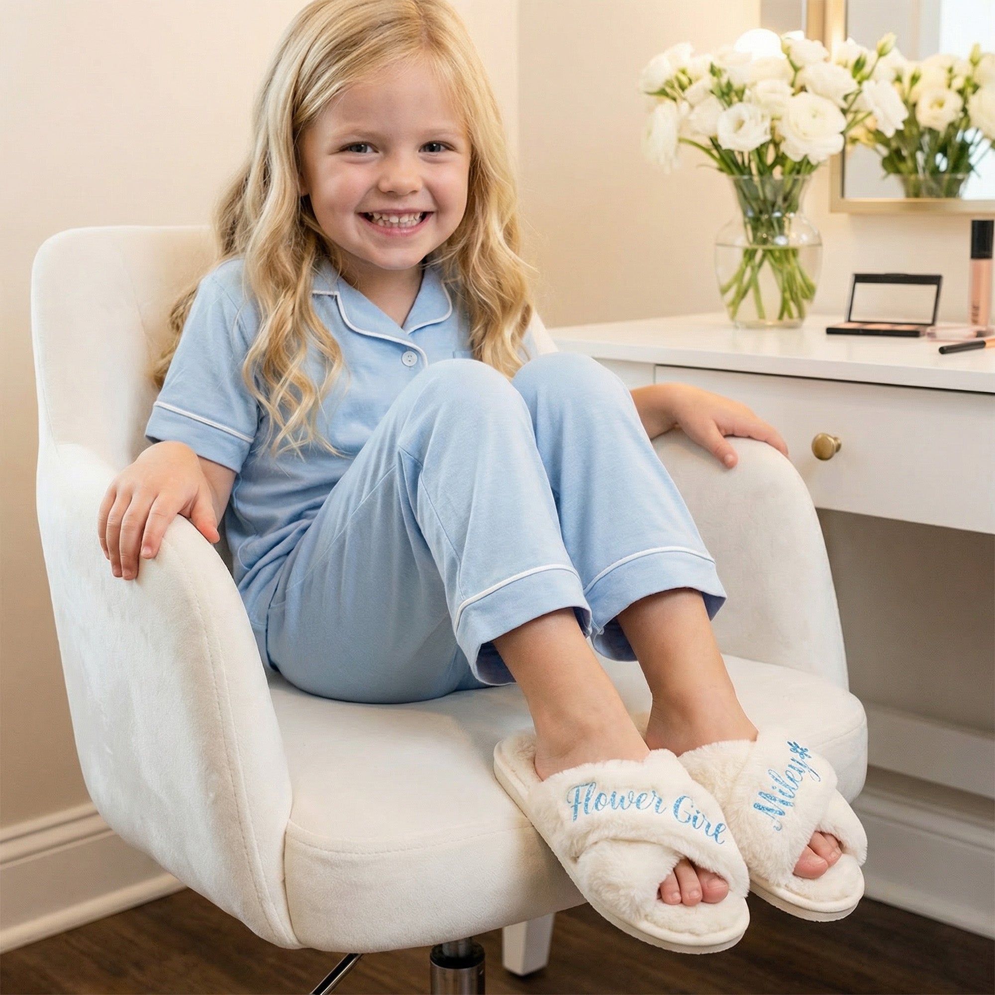 Sweet Pea Flower Girl Proposal Box with Fluffy Slippers & Tumbler