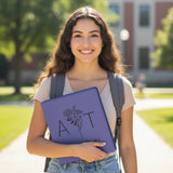 Split Initials w Name Birth Flower Personalized Binder for Her, Faux Leather