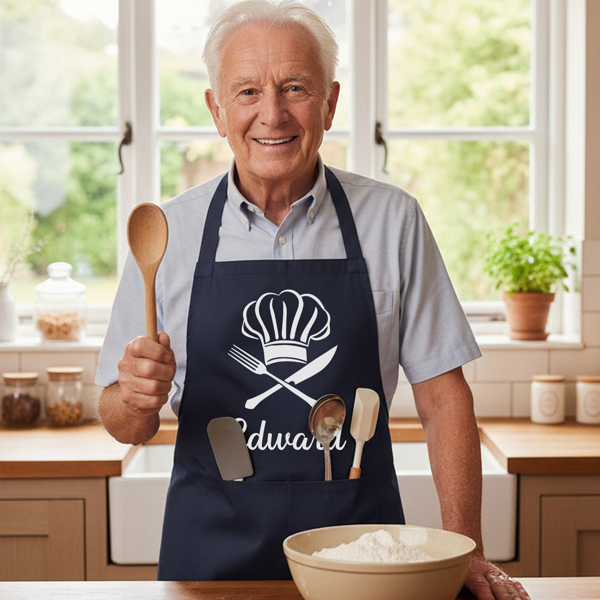 Multi Design Personalized Apron w Pocket, Custom Gifts for Him, Birthday and Christmas