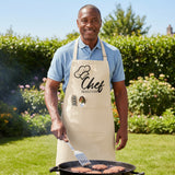 Chef Hat w Name Personalized Apron w Pocket, Custom Gifts for Dad and Grandpa