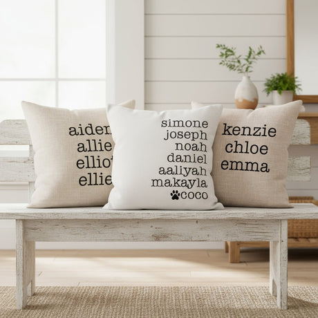 Personalized Throw Pillows with Names, Keepsake Item - Gifts Are Blue