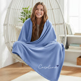 Carolina blue fleece blanket personalized with name, birthday gifts for teen girls.