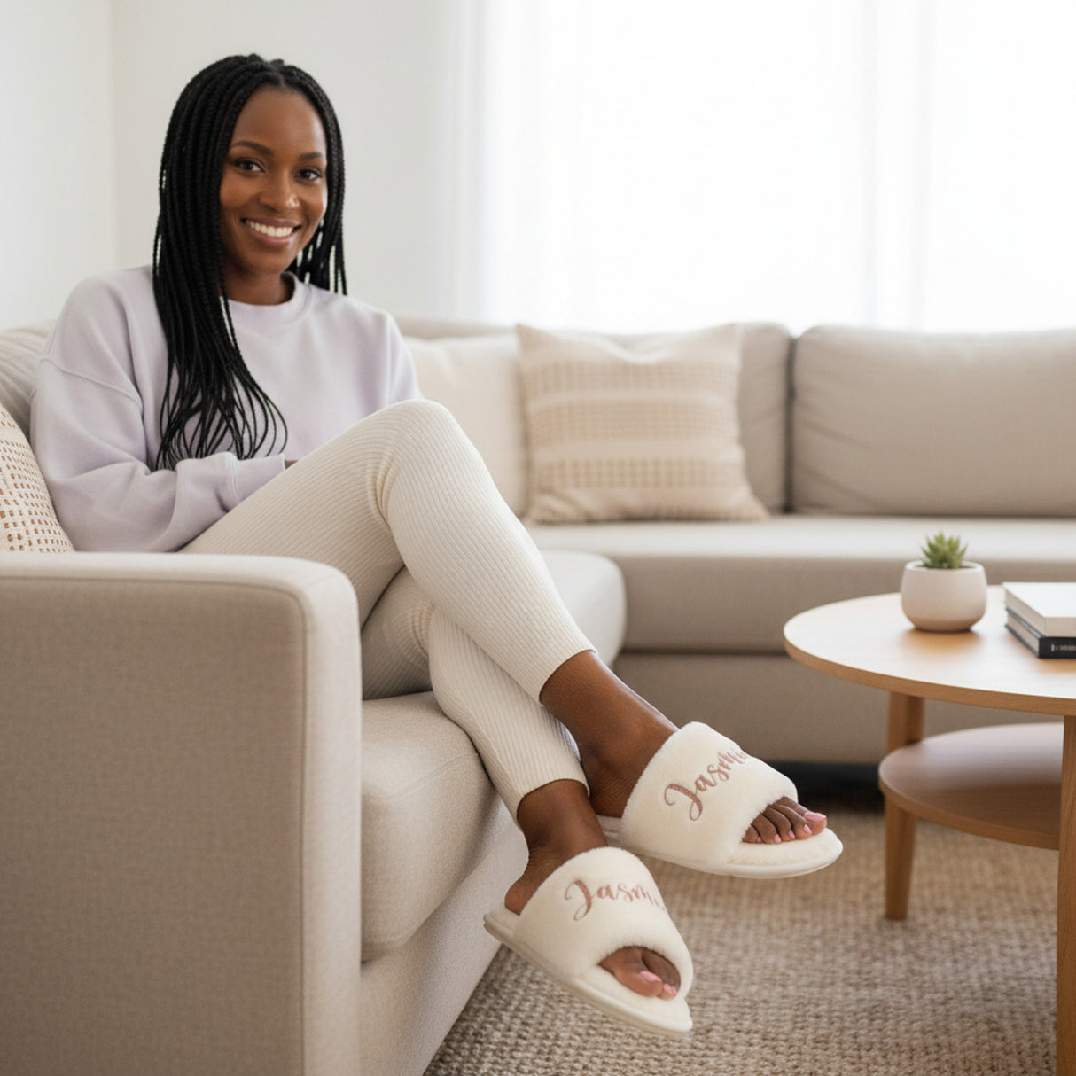 Custom Name Fluffy Slippers for Her – Personalized Gift for Teen Girls