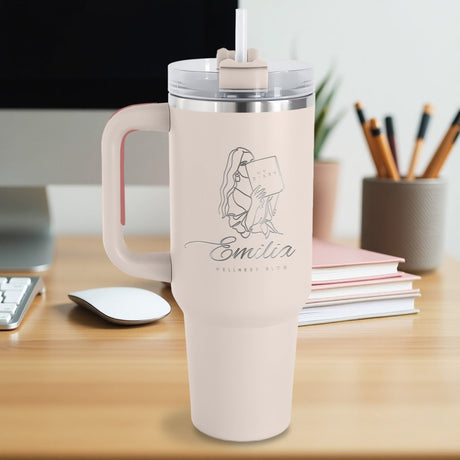 Silver Plated Custom 40oz Business Logo Tumblers - Gifts Are Blue