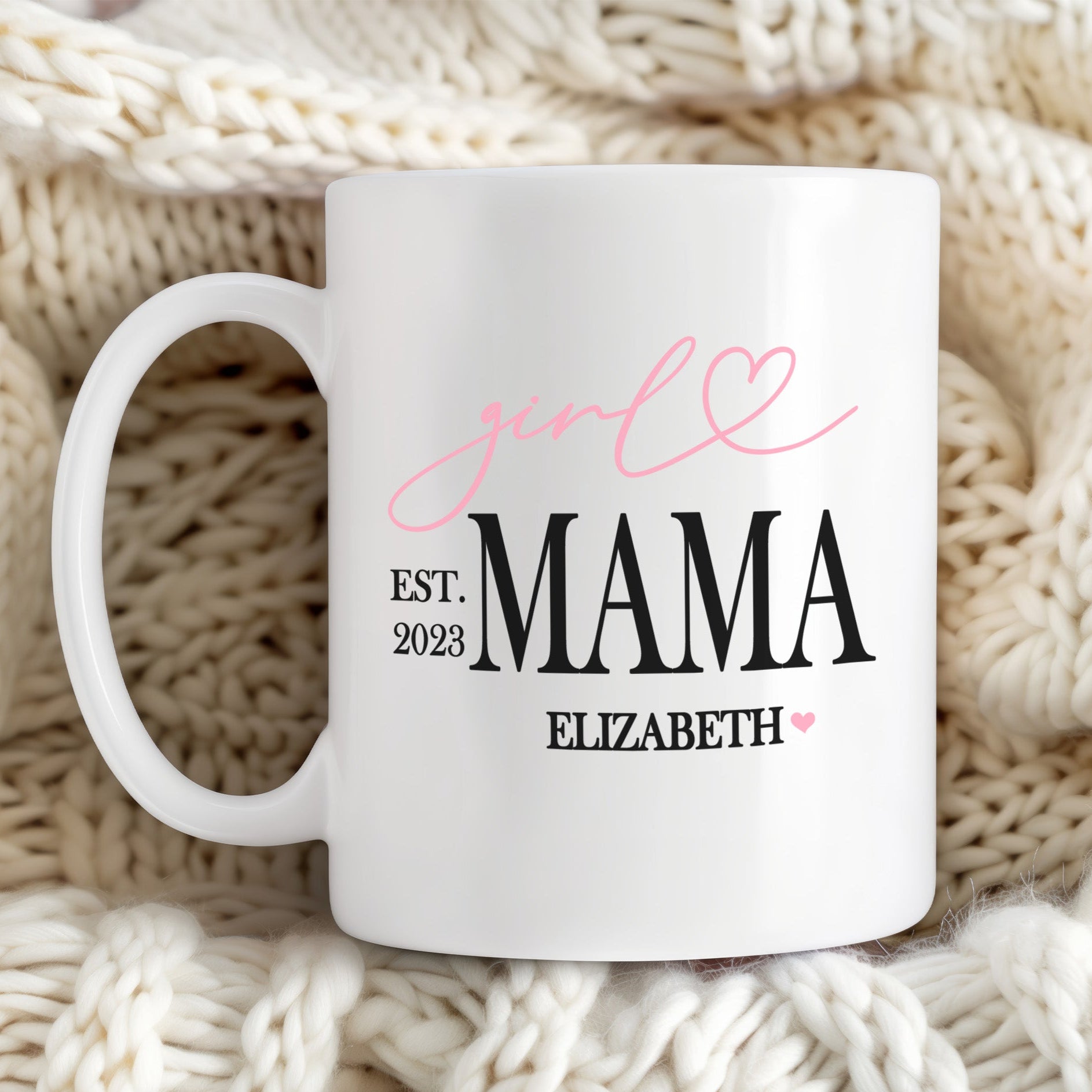 Personalized mug for mothers with kids names, unique gift for mom. Custom kids names mug for Girl Mama, ideal gift for Mother's Day.