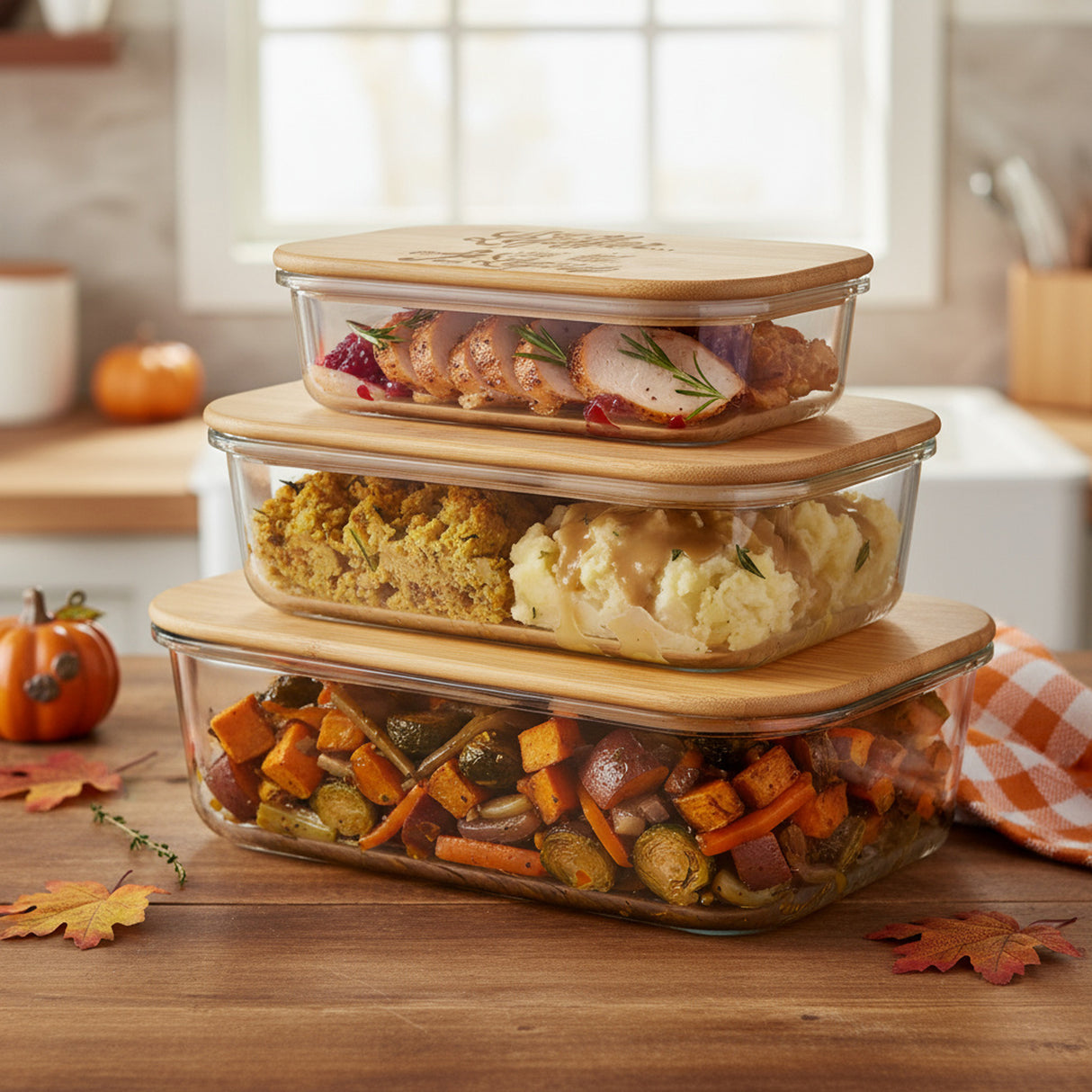 Funny Thanksgiving Custom Glass Containers, Baking Dishes and Food Storage