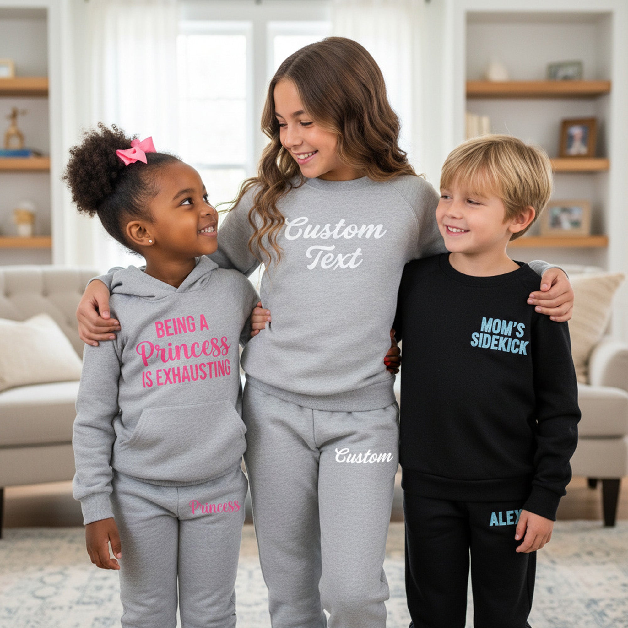 Custom Loungewear Set for Kids to Preteen, Toddler Hoodie no Drawstrings