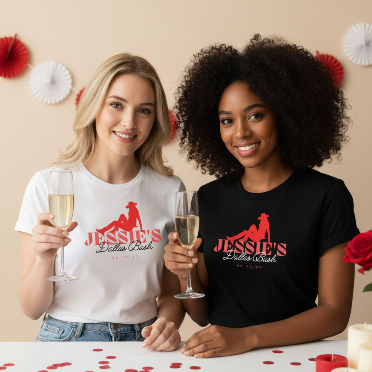 Personalized Bridesmaid Shirt for Bachelorette Party with Custom Name Date & Logo