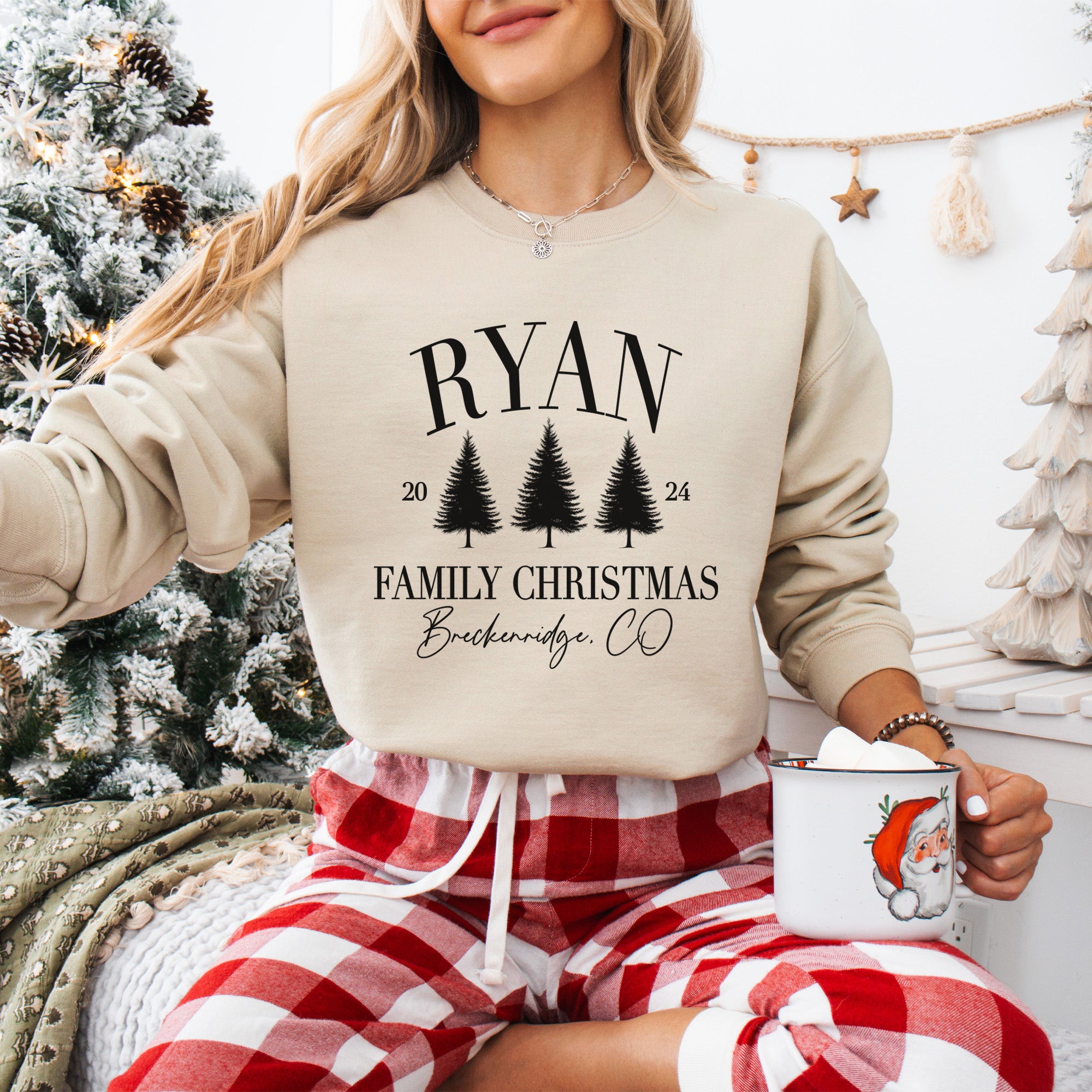 Personalized Matching Family Christmas Sweaters with Custom Year and Location
