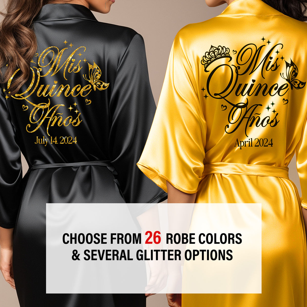 Black and gold quinceanera robes for mis quince anos. Pretty satin black quince robes with gold glitter. all SKUs